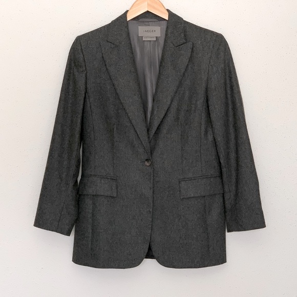 JAEGER Virgin Wool/Cashmere Blend Blazer Jacket Gray Size 8 - Picture 10 of 10